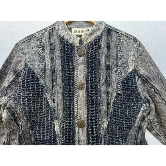 Urban Tribe Womens Textured Button-Up Jacket M Intricate Detailing & Scalloped - Picture 5 of 15